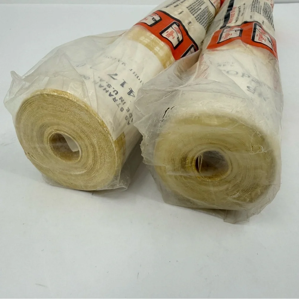 Thomas Strahan Vintage Wallpaper Vinyl Coated Yellow Checkered Plaid Two Rolls